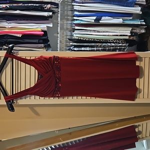 My Michelle Red Sleeveless Empire Waist Cocktail Dress with Beaded Waist